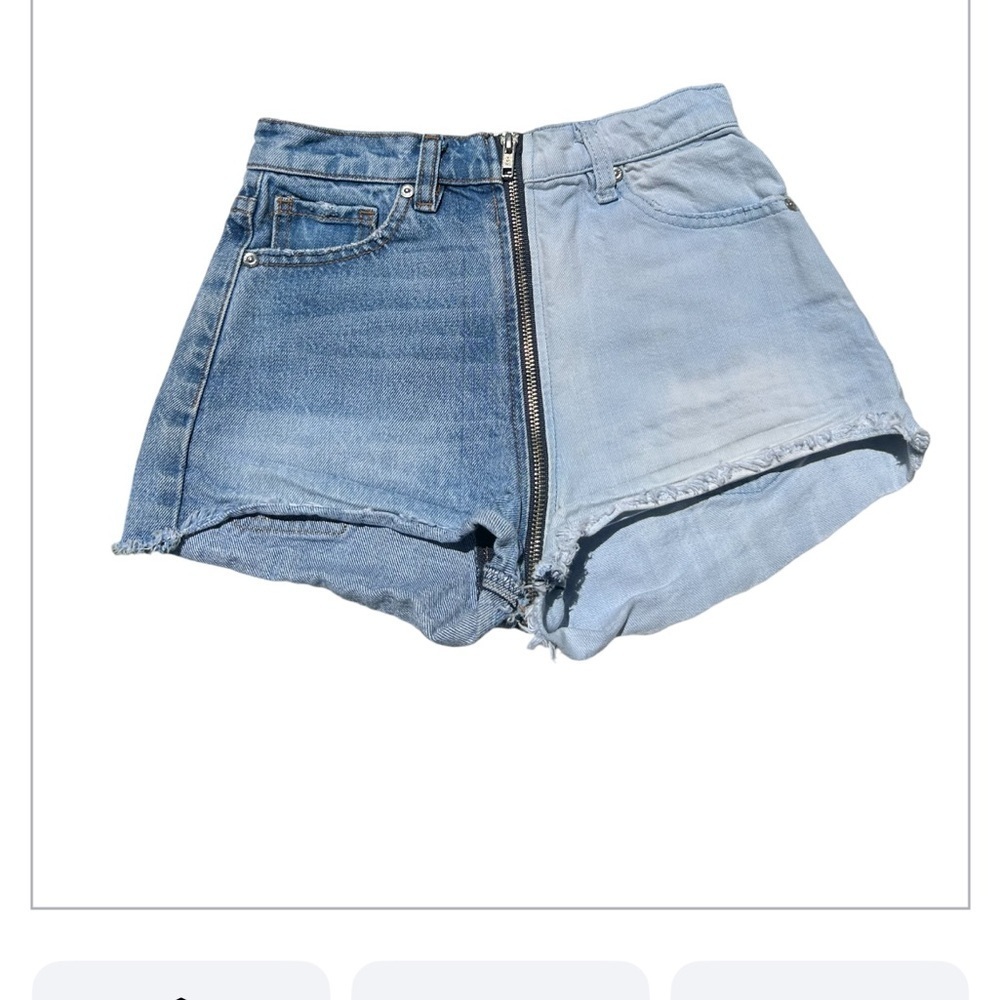 REVICE Blue Two-Tone Jean Shorts